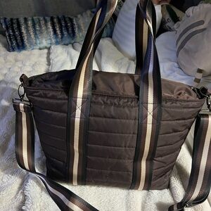 THINK ROYLN Brown Tote with Striped Straps